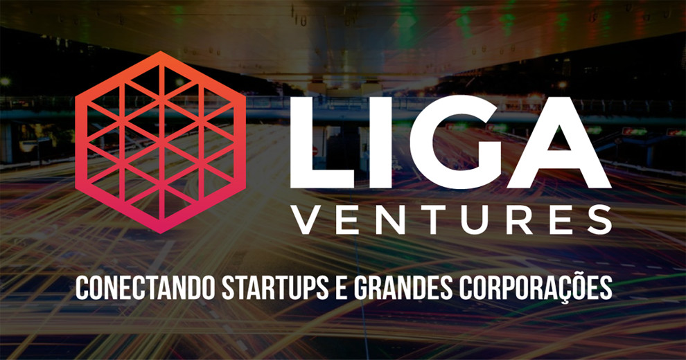 Logo da Liga Ventures com o slogan Conectando Startups e Grandes Corporações
